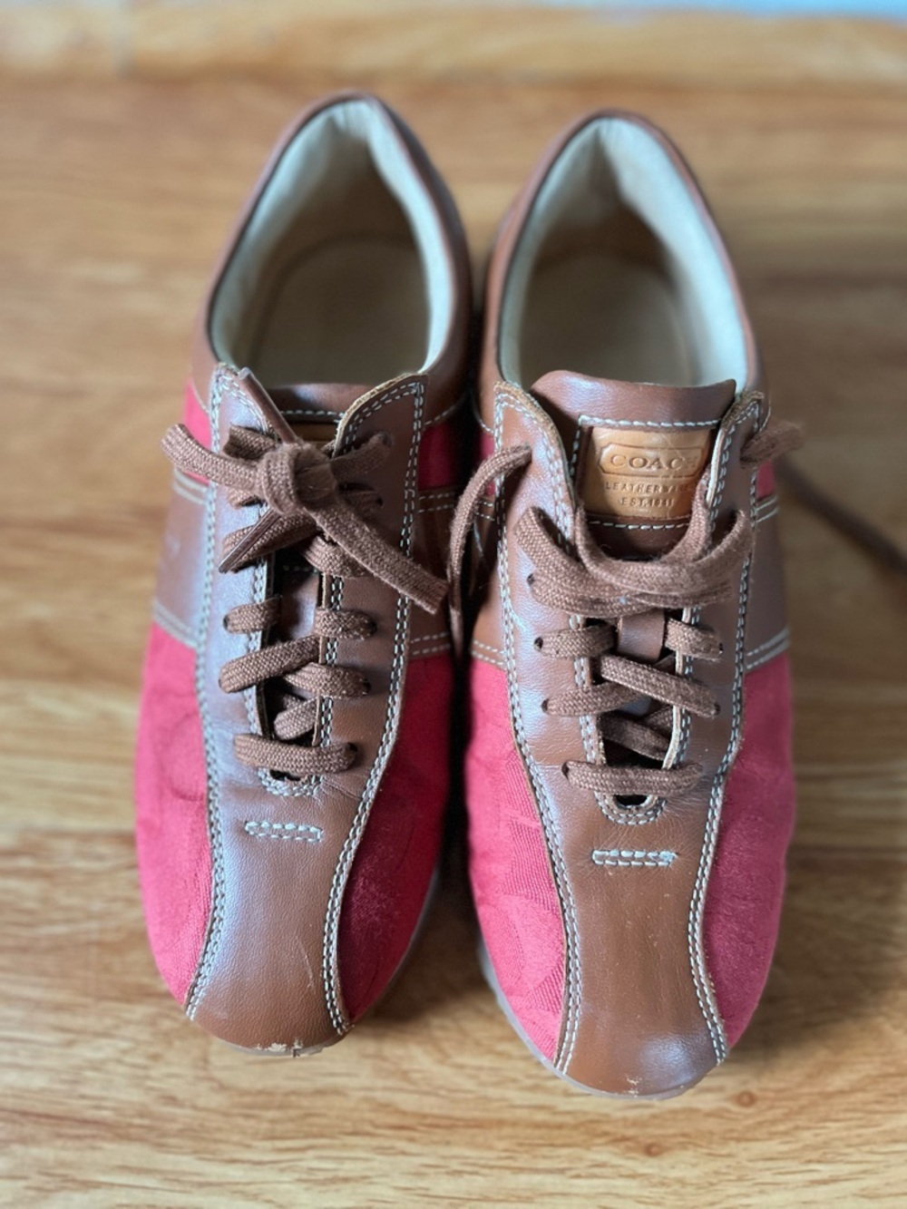Coach Men’s Brown Leather & Red Suede Sneakers